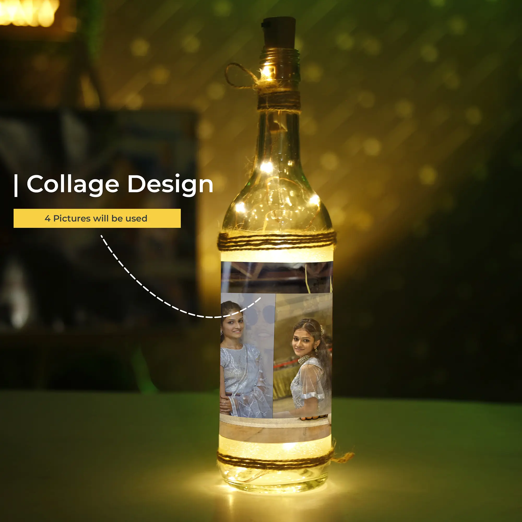 Personalized Birthday gifts - hand-painted glass bottles with LED lights